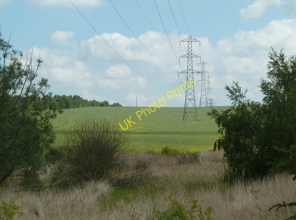 Photo 6"x4" Field by the motorway with line of pylons Staveley\/SK4374 c2011