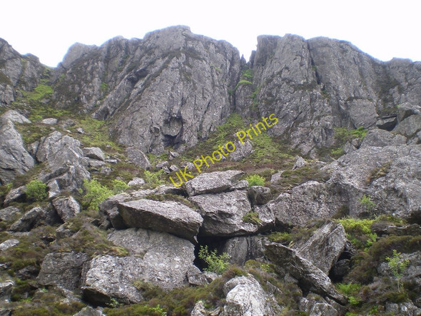 Photo 6"x4" Large rocks above path to loch Mallaigmore c2010