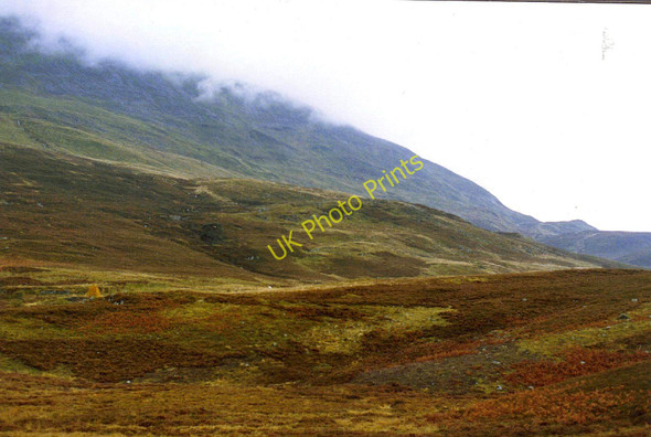 Photo 6"x4" The lower slopes of Meall Luaidhe (776 metres ASL) in the cloud above Glen Lyon Bridge of Balgie c1988
