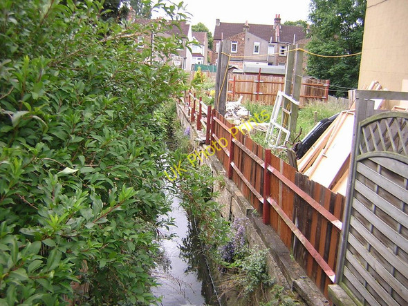 Photo 6"x4" Ecclesbourne Road: looking upstream at crossing of Norbury Brook Penge c2011