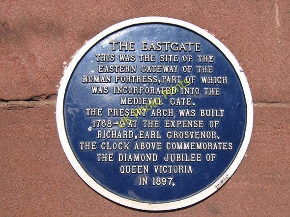 Photo 6"x4" Blue Plaque on the Eastgate Chester c2008