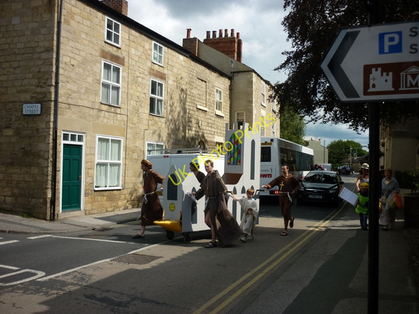 Photo 6"x4" Going to the start of the bed race Knaresborough c2011