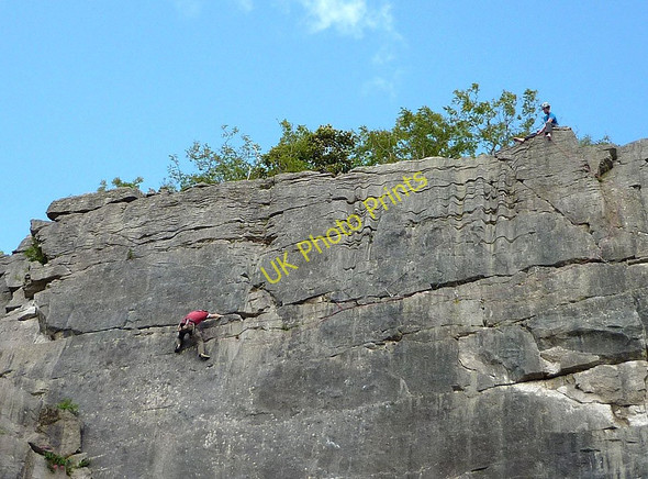 Photo 6"x4" Climbers high on the Assagai Wall of Trowbarrow Quarry Waterslack c2011 P1