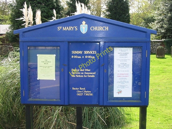 Photo 6"x4" Notice board for St Mary's church Chartham c2008