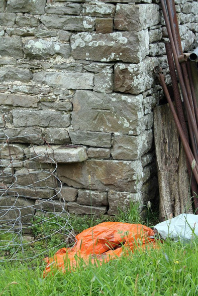 Photo 6"x4" Benchmark on barn at Muker Side Thwaite\/SD8998 c2011