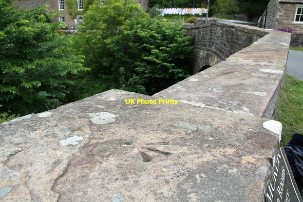 Photo 6"x4" Benchmark on top of western parapet of Muker Bridge Muker c2011