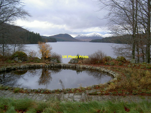 Photo 6"x4" Lily pond and Loch Ossian Corrour Shooting Lodge c2006