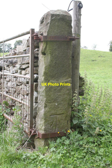 Photo 6"x4" Benchmark on gatepost on west side of track Redmire\/SE0491 c2011