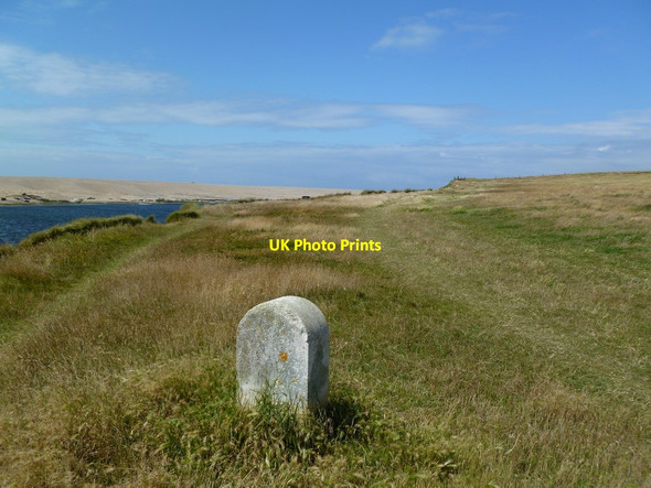 Photo 6"x4" Fleet Lagoon, boundary stone Wyke Regis c2011