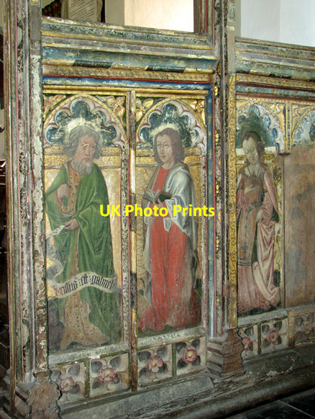 Photo 6"x4" St Andrew's church in Bramfield - rood screen detail Bramfield\/TM4073 c2011