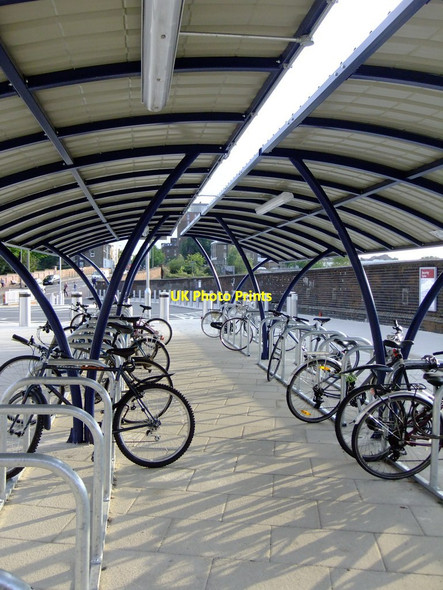Photo 6"x4" Bike shed with shadows, Clapham Junction station Battersea c2011