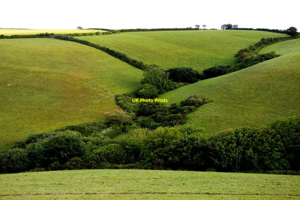 Photo 6"x4" Fields on the hillside at Portgiskey Mevagissey c2011