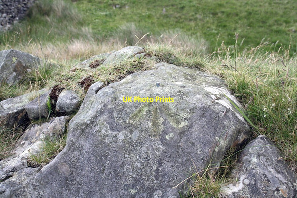 Photo 6"x4" Benchmark on rock on Brownthwaite Moss Casterton c2011