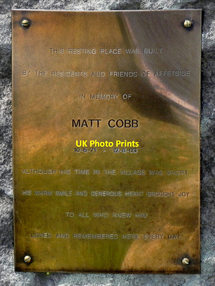Photo 6"x4" Matt Cobb Memorial Plaque Affetside c2011