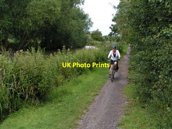Photo 6"x4" Cyclist heading east on the Kennet and Avon canal path, National Cycle Route 4 Littleton\/ST9160 c2011