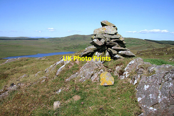 Photo 6"x4" A cairn overlooking Lochenkit Loch Milharay Hill c2011