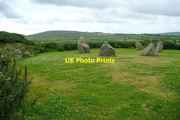 Photo 6"x4" Stone circle at Higher Bussow Farm St Ives\/SW5140 c2011
