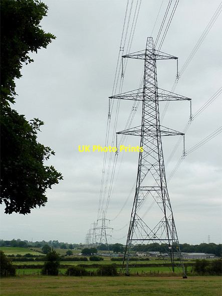 Photo 6"x4" Farmland with pylons south of Aldridge, Walsall Aldridge c2011