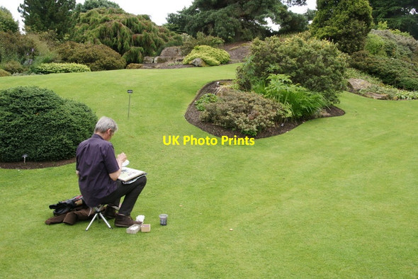 Photo 6"x4" Artist in the rock garden, Royal Botanic Gardens Edinburgh Inverleith c2011