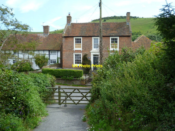 Photo 6"x4" Footpath from the north arrives at The Street in Fulking Fulking c2011