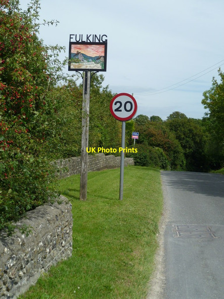 Photo 6"x4" Fulking village sign on the road in from the west Fulking c2011