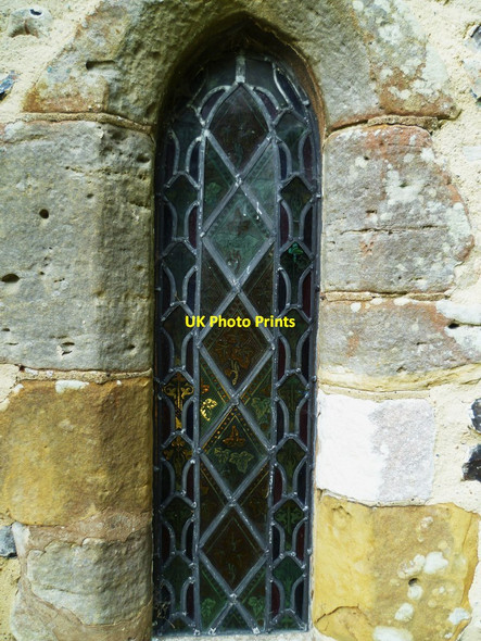 Photo 6"x4" Window with light behind at Edburton church Edburton c2011