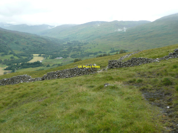 Photo 6"x4" Dry stone wall junction Monemore c2011