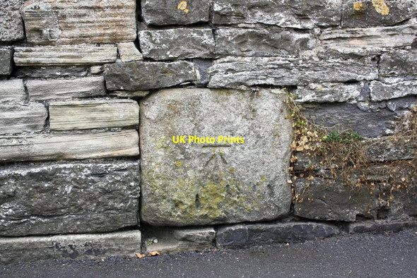 Photo 6"x4" Benchmark on stone in wall of The Bailey opposite Overdale Court Skipton c2011