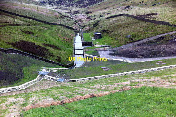 Photo 6"x4" View downstream from Widdop Reservoir dam Rodmer Clough c2011