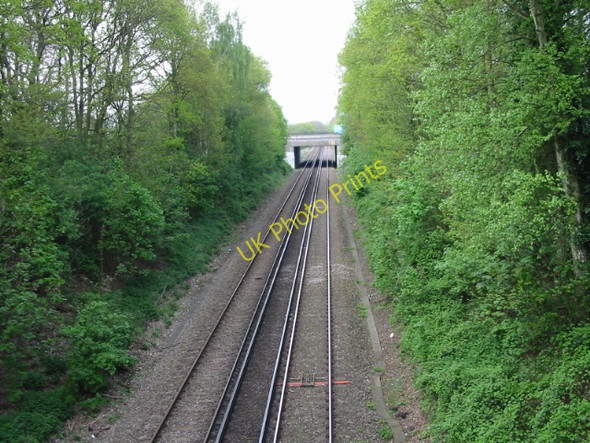 Photo 6"x4" Looking N along railway line from Ashford Ashford\/TR0042 c2008