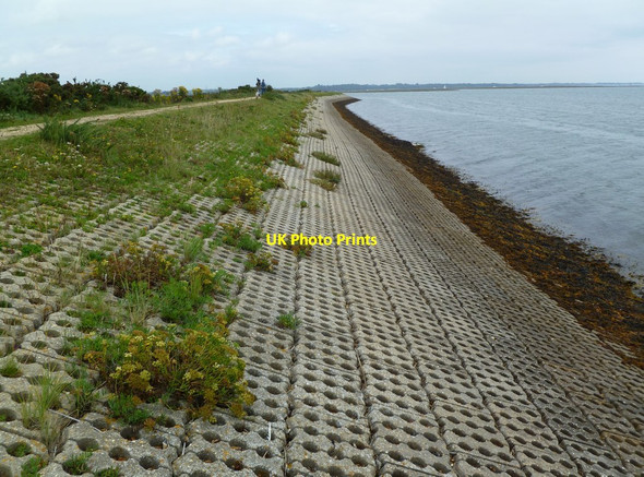 Photo 6"x4" Pennington Marshes, sea defences Lymington c2011