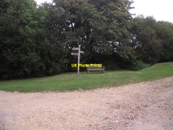 Photo 6"x4" Bench and Footpath signpost at St Gabriel's Chideock c2011