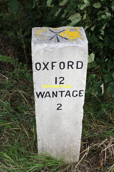 Photo 6"x4" Milestone with cancelled benchmark on its top Grove\/SU4090 c2011