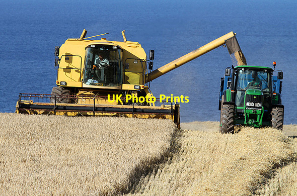 Photo 6"x4" Combine harvesting at Woodend Old Cambus c2011
