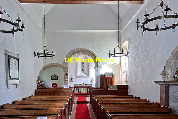 Photo 6"x4" Parish church of St Nicholas, Boarhunt - the nave & chancel Boarhunt c2011