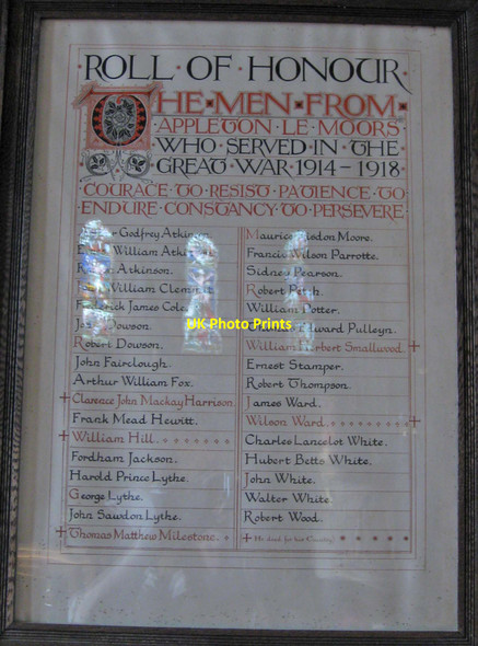Photo 6"x4" Roll of Honour, Appleton-le-Moors Appleton-le-Moors c2011