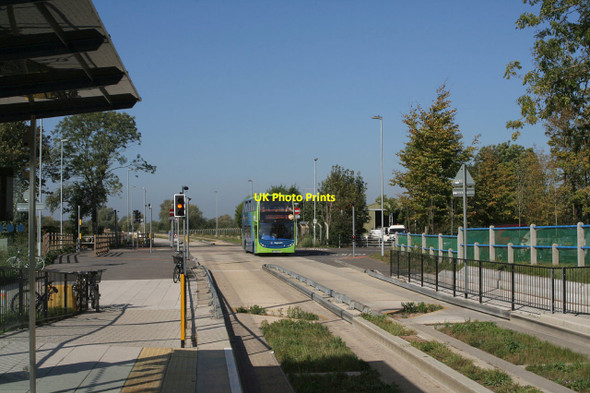Photo 6"x4" Busway stop at Swavesey Church End\/TL3669 c2011