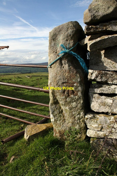 Photo 6"x4" Benchmark on gatepost on NW side of Flint Lane West Witton c2011
