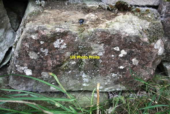 Photo 6"x4" Benchmark on wall stone of High Lane West Witton c2011