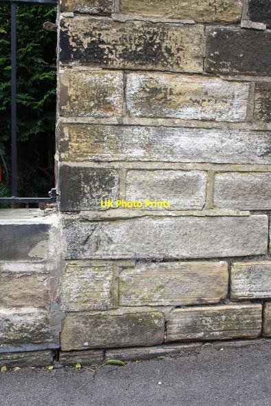 Photo 6"x4" Benchmark on wall of Myrtle Park Primary School Bingley\/SE1139 c2011