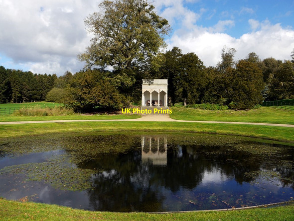 Photo 6"x4" Circular Pond & Gothic Seat, Hardwick Hall Country Park Sedgefield c2011