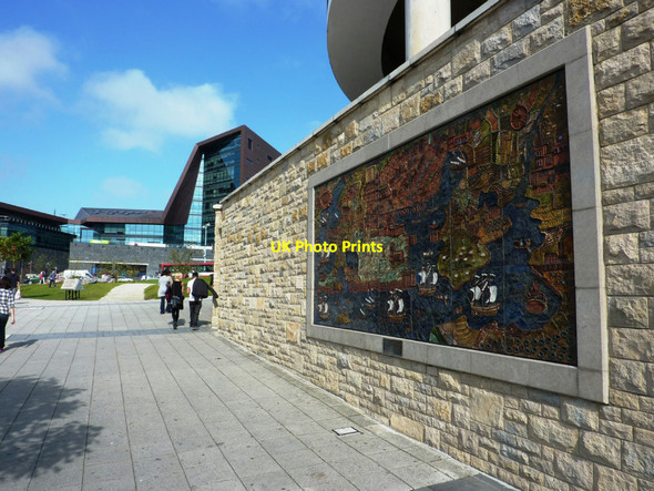 Photo 6"x4" 16th century map of Plymouth Mural, Drake Circus Plymouth Plymouth c2011