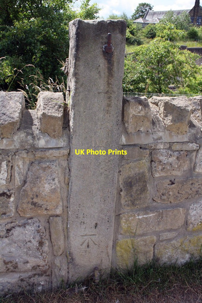 Photo 6"x4" Benchmark on gatepost beside canal towpath Bingley\/SE1139 c2011