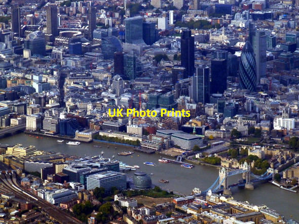 Photo 6"x4" Tower Bridge and HMS Belfast from the air London c2011