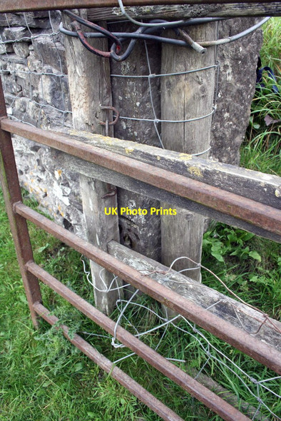 Photo 6"x4" Benchmark on gatepost, Yarker Bank Farm Bellerby c2011