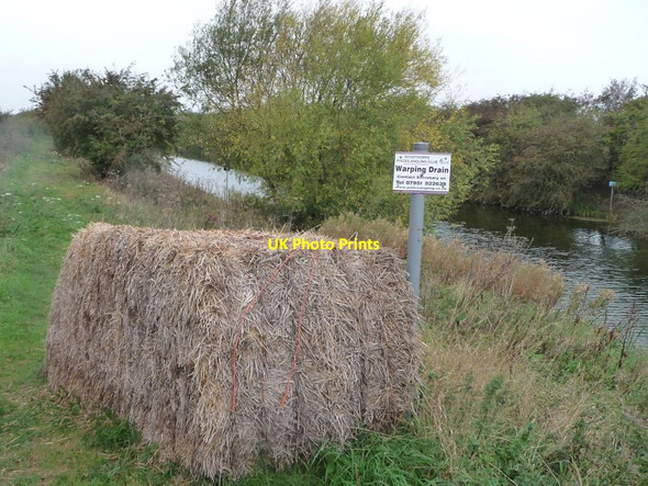 Photo 6"x4" Hay bale on Warping Drain's south bank Graiselound c2011