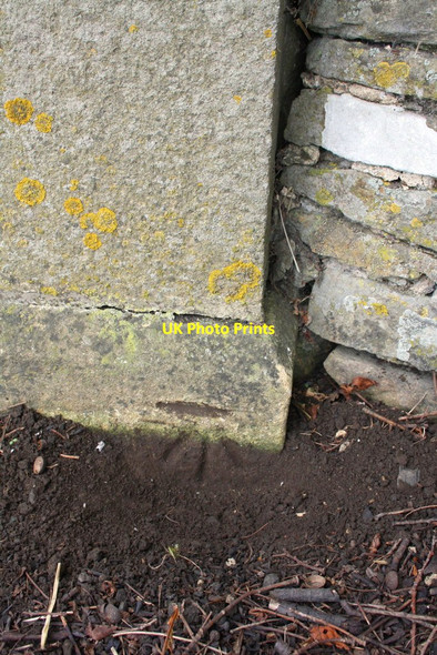 Photo 6"x4" Benchmark on gatepost at entrance to Manor House Farm Bellerby c2011