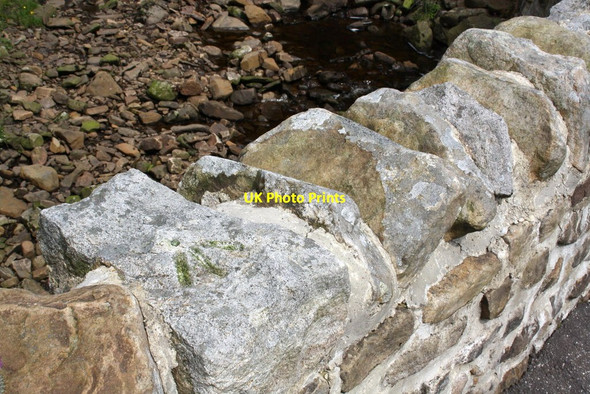 Photo 6"x4" Benchmark on parapet of Cluntering Gill bridge Chapel-le-Dale c2011