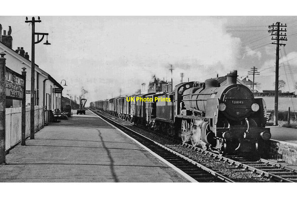 Photo 6"x4" Halwill Junction station, with Up freight Beaworthy c1964
