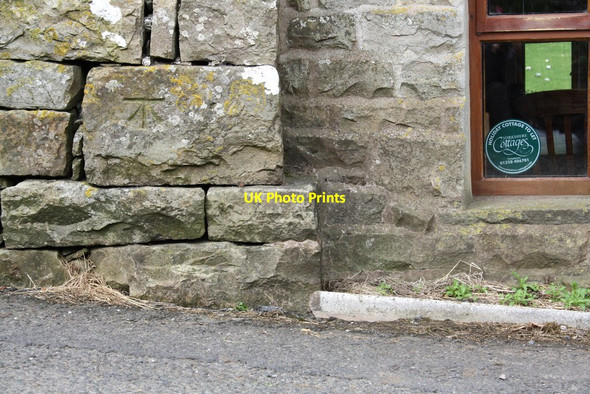 Photo 6"x4" Benchmark on barn at Scaur Head, Beggarmans Road Gayle c2011